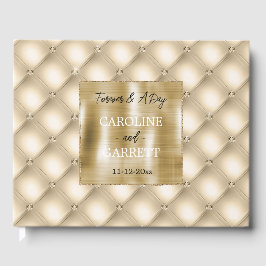 Livro De Visitas Glam Champagne Dourado Diamantes GlitzyCasamento