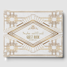 Livro De Visitas Glam Dourado Excelente Branco Casamento Gatsby