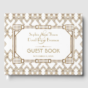Livro De Visitas Glam White Dourado Excelente Gatsby Wedding