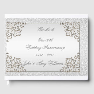 Livro De Visitas Glitter 60th Diamond Wedding Anniversário Guestboo