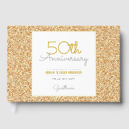 Livro De Visitas Glitter Dourado Faux no 50º aniversário