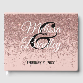 Livro De Visitas Glitter Dourado rosa pincel cinza pink