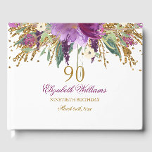 Glitter Floral Brilhante Aniversário de 90 anos de