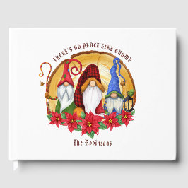 Livro De Visitas Gnomos de Natal em Xadrez Nórdico Rústico