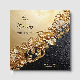 Livro De Visitas Gold Floral Embellishments Guest Book