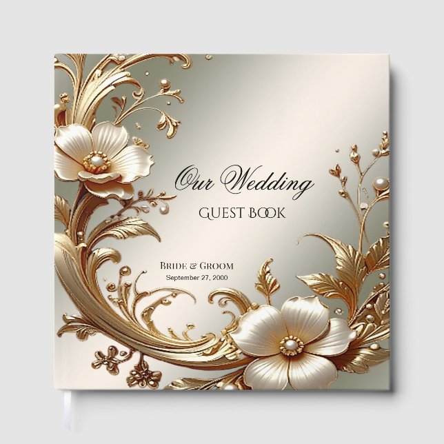 Livro De Visitas Gold Floral Guest Book (Frente)
