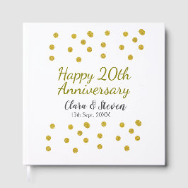 Livro De Visitas Golden dots glitter happy 20th anniversary wedding