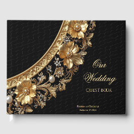 Livro De Visitas Golden Ornate Frame Guest Book