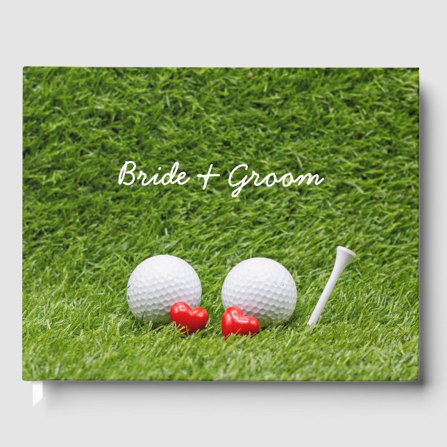 Livro De Visitas Golf Casou duas bolas de golfe em verde com amor (Frente)