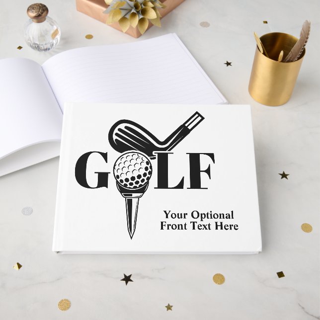 Livro De Visitas Golf de Texto Personalizado (Frente aberta)