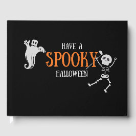 Livro De Visitas Golf Halloween com golfe esquelético assustador Go