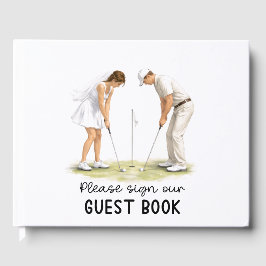 Livro De Visitas Golf Wedding Bride & Groom golfing