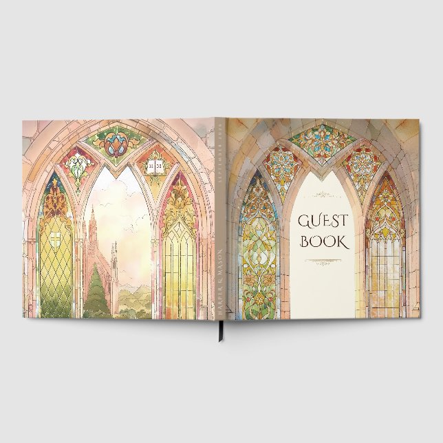 Livro De Visitas Gothic Cathedral Stained Glass Wedding (Completo)