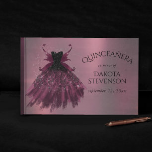 Livro De Visitas Gothic Fairy Fuchsia Gown Magenta Rosa-Rosa-Boca