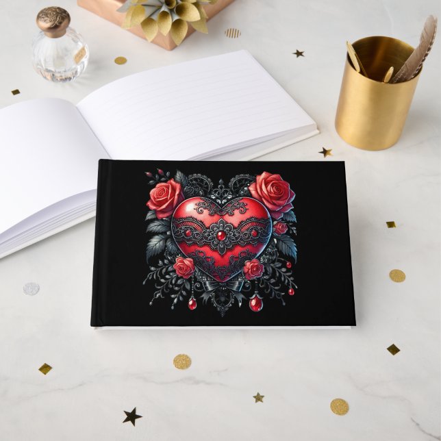 Livro De Visitas Gothic Heart Valentine Guest Book (Frente aberta)