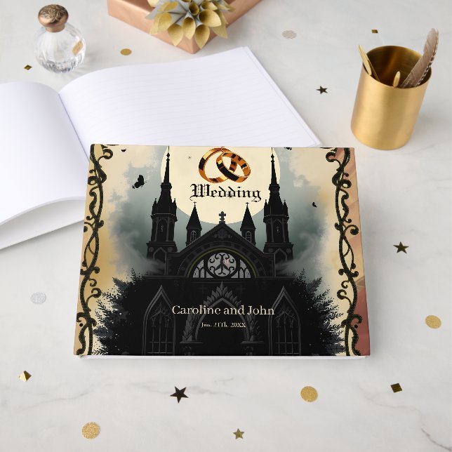 Livro De Visitas Gothic Moon –Eternal Love Beneath the Midnight Sky (Frente aberta)