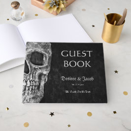Livro De Visitas Gótico Cool Meia Caveira Preto E Branco Grunge