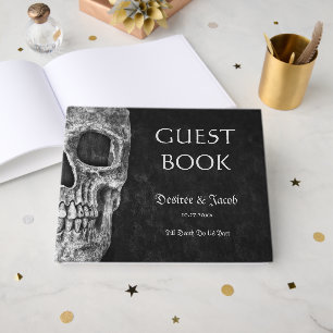 Livro De Visitas Gótico Cool Meia Caveira Preto E Branco Grunge