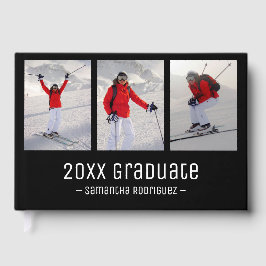 Livro De Visitas Graduação de padrão branco preto de foto moderno 3