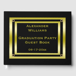 Livro De Visitas Graduação de quadro Dourado e preto elegante