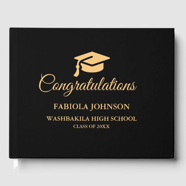 Livro De Visitas Graduação de Script Dourada Mínima Moderna (Frente)