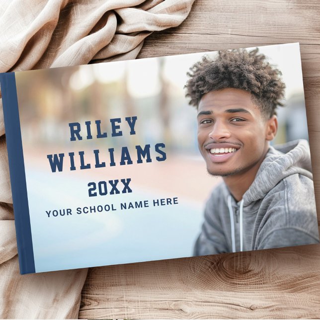 Livro De Visitas Graduação do formando de fotos azul escuro (Photo student graduate graduation dark blue guest book)