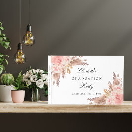 Livro De Visitas Graduação pampas rosa de ouro floral