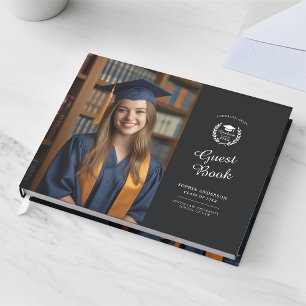 Livro De Visitas Graduação Personalizada de Duas Fotografias Preta