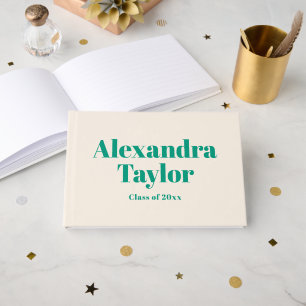 Livro De Visitas Graduação Personalizada Estética De Creme Verde Re