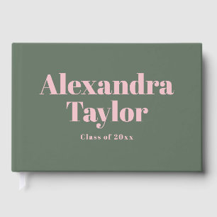 Livro De Visitas Graduação Personalizada Estética Verde Cor-De-R