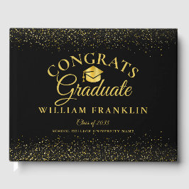 Livro De Visitas Graduação Personalizada Preta E Dourada Moderna