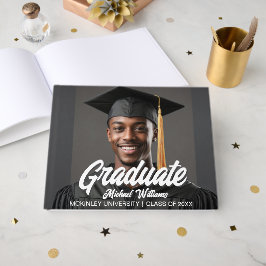 Livro De Visitas Graduate Photo with Bold Script Graduation Party