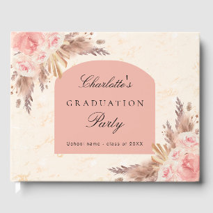 Livro De Visitas Graduation pampas grass rose gold blush floral