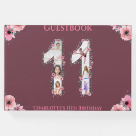 Livro De Visitas Grande 11 de Aniversário Foto Collage Flower Girl 