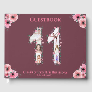Livro De Visitas Grande 11 de Aniversário Foto Collage Flower Girl 