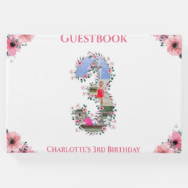 Livro De Visitas Grande aniversário de 3 anos Foto Collage Flower G