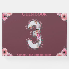 Livro De Visitas Grande aniversário de 3 anos Fotografia Collage Fl