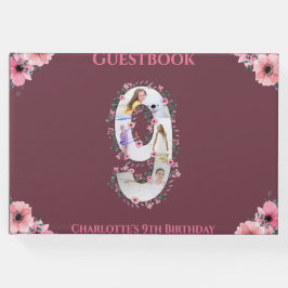 Livro De Visitas Grande Nono Aniversário, Foto Collage Flower Girl 