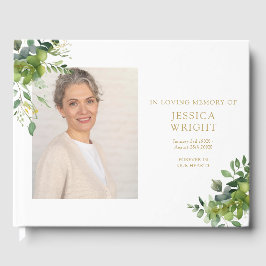 Livro De Visitas Greenery Floral Foto Funeral Memorial