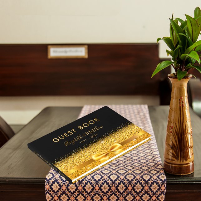 Livro De Visitas Grelha de ouro negro do 50º aniversário da Casada (Criador carregado)