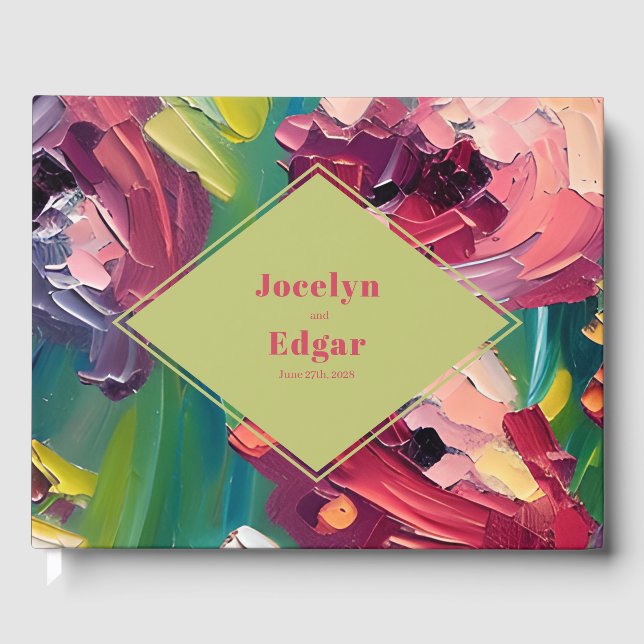 Livro De Visitas Groovy Deco Painting Inspirou Casamento (Frente)