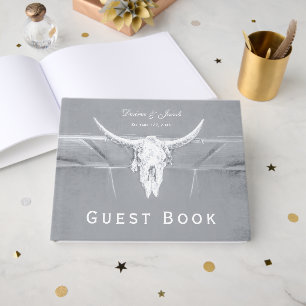 Livro De Visitas Guardanapos de caveira de vaca ocidental cinza cla