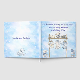 Livro De Visitas Guest Book-Editable Blue Chinoiserie Baby Shower 