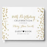Livro De Visitas GuestBook 18th Birthday Dourado Glitter Confetti<br><div class="desc">Elegante 18.º Aniversário Livro de Convidados com Dourado Faux Glitter Confetti White</div>