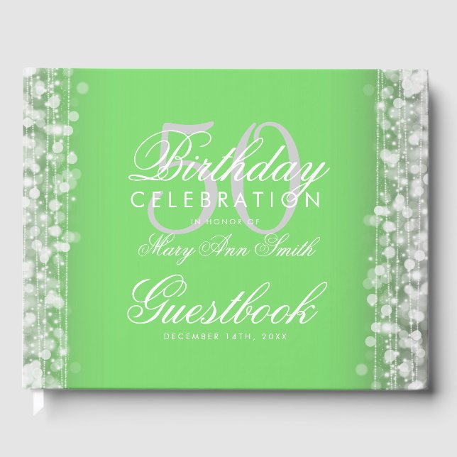 Livro De Visitas Guestbook 50º Festa de aniversário Sage & Silver (Frente)