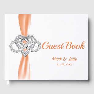 Livro De Visitas Guestbook alaranjado do casamento do coração da