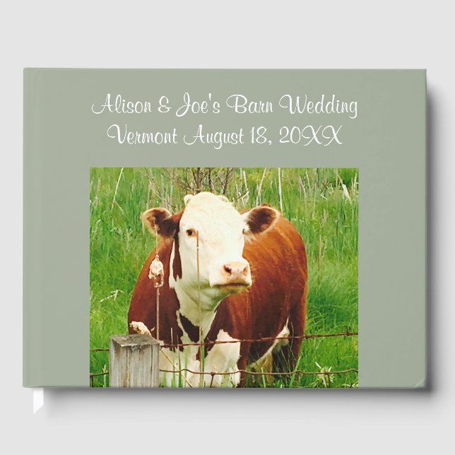 Livro De Visitas Guestbook Barn Wedding Cow Casal (Nomes) (Frente)