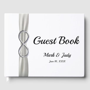 Livro De Visitas Guestbook branco do casamento da fita da