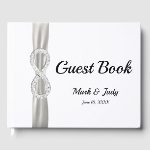 Livro De Visitas Guestbook branco do casamento da fita da