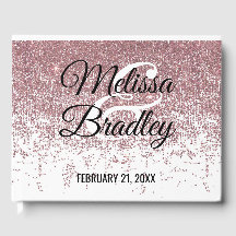 Guestbook Branco Glitter Dourado rosa